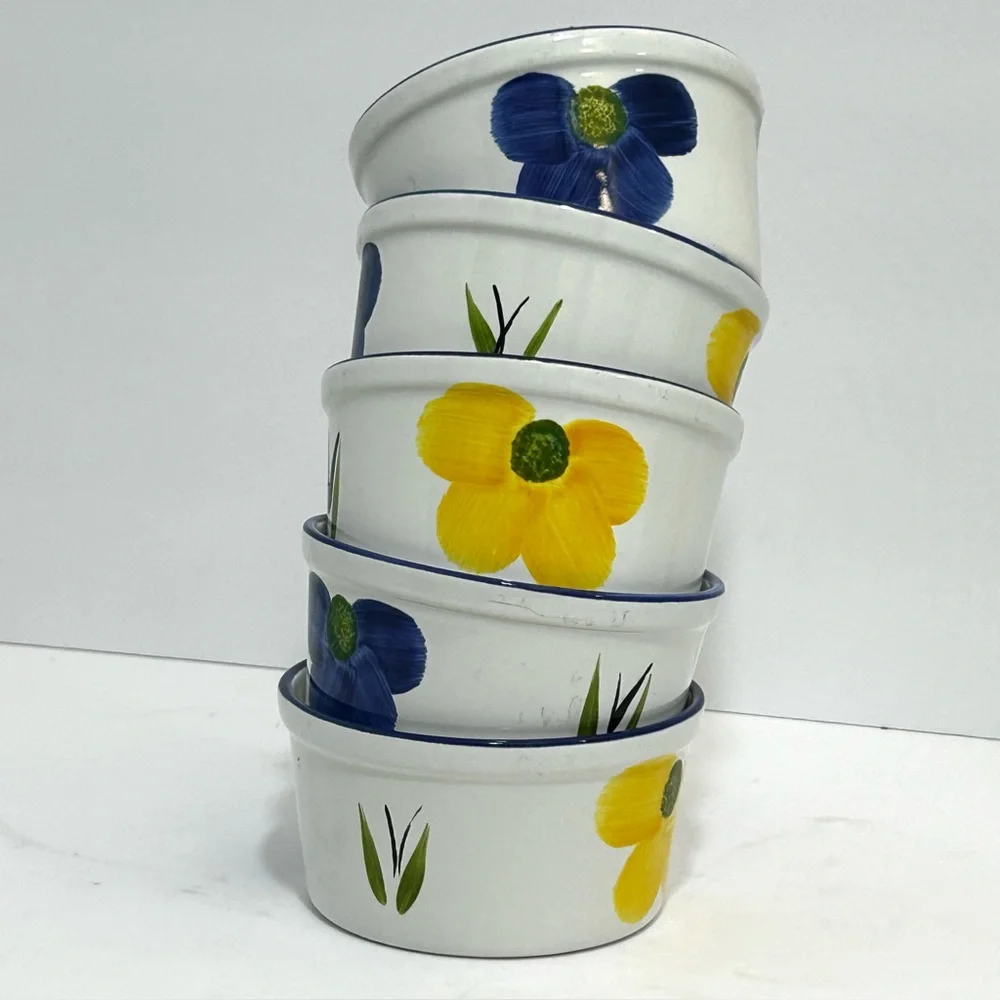 Maxam Ramekins Small Baking Dishes Microwave and Oven Safe Hand Painted Portugal